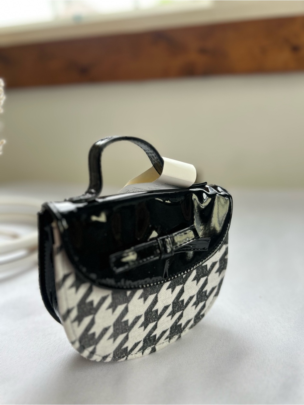 rachel zoe Black & White Houndstooth Mini Top-Handle Bag new - Picture 5 of 8